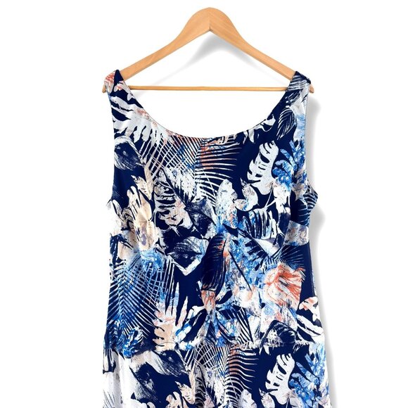 Jones Tropical Palm Print Chiffon Tiered Maxi Dress Size 22W 3X Plus Sz Summer - Picture 6 of 11